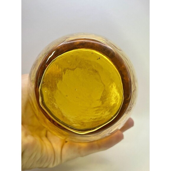 Fenton Amber Glass Coin Dot Pinched Double Ruffle Top Vase - Picture 5 of 6